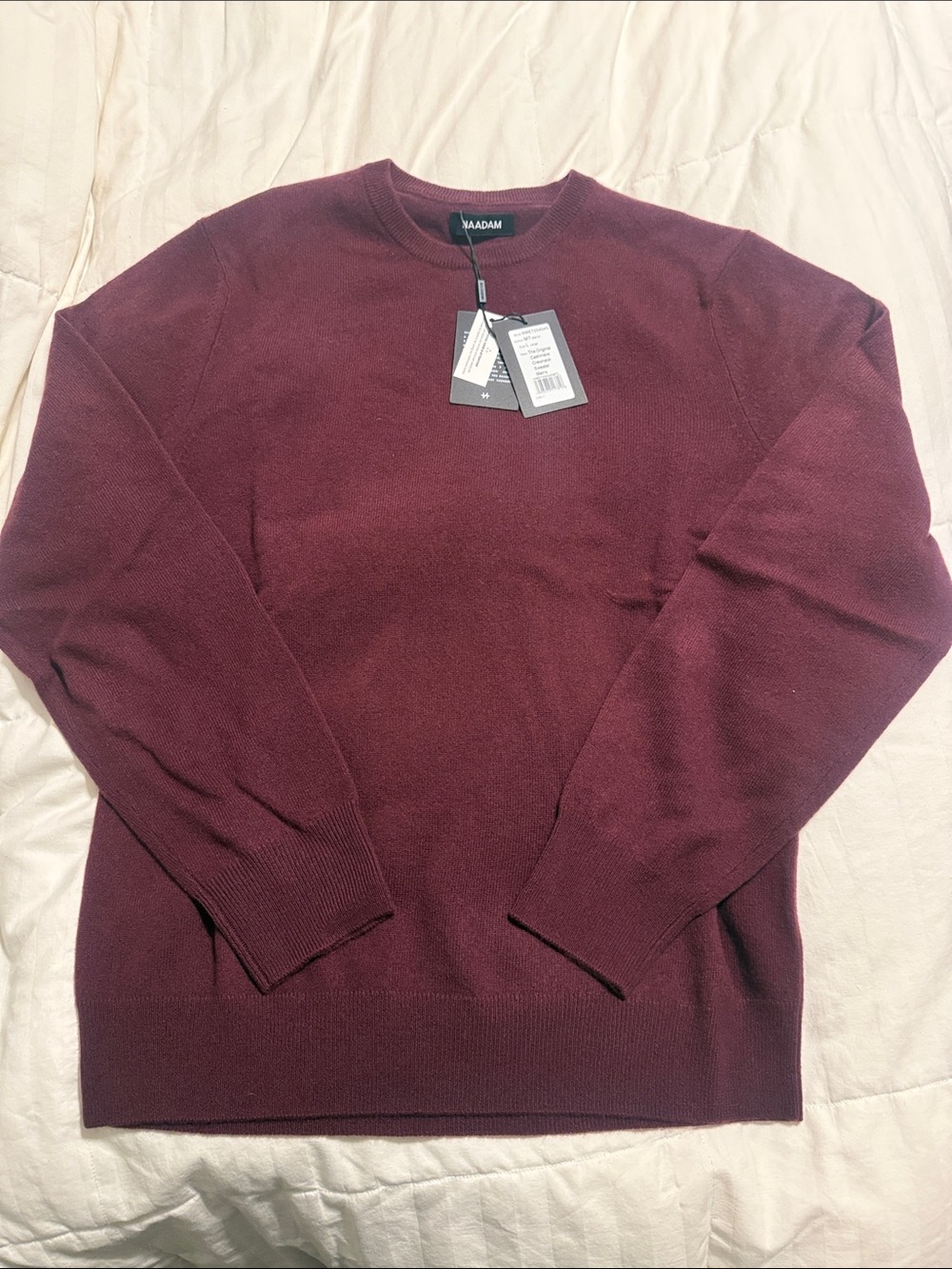 NWT - NAADAM Men's Maroon Crewneck Sweater - Large